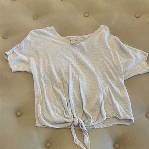 Light Gray Tie-Front Women's Top